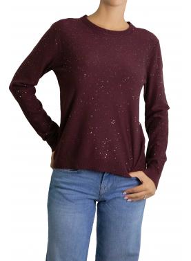 Maglioncino tinta unita con brillantini girocollo 